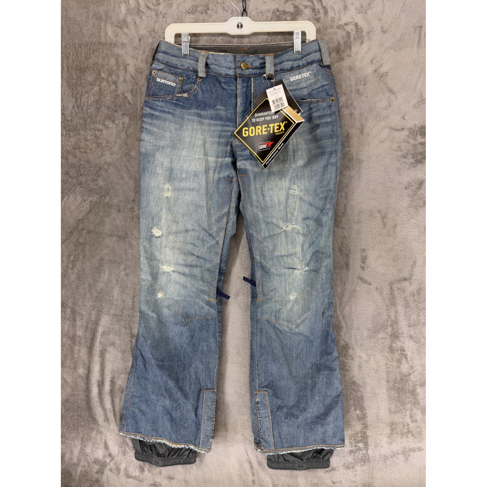 Burton The Jean Gore-Tex Snowboard Pants Womens S Denim Blue Print 244636 New